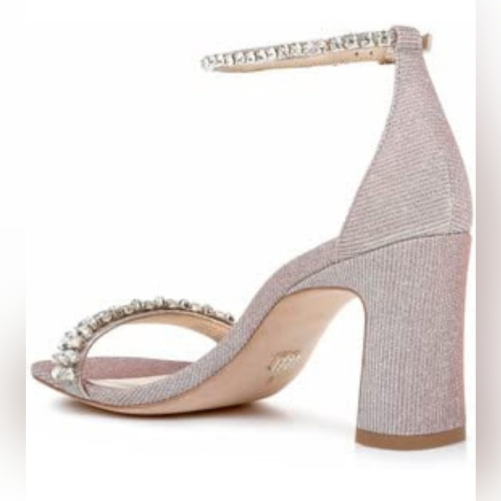 Badgley Mischka Silver Block Heeks sz 7 - Picture 5 of 7